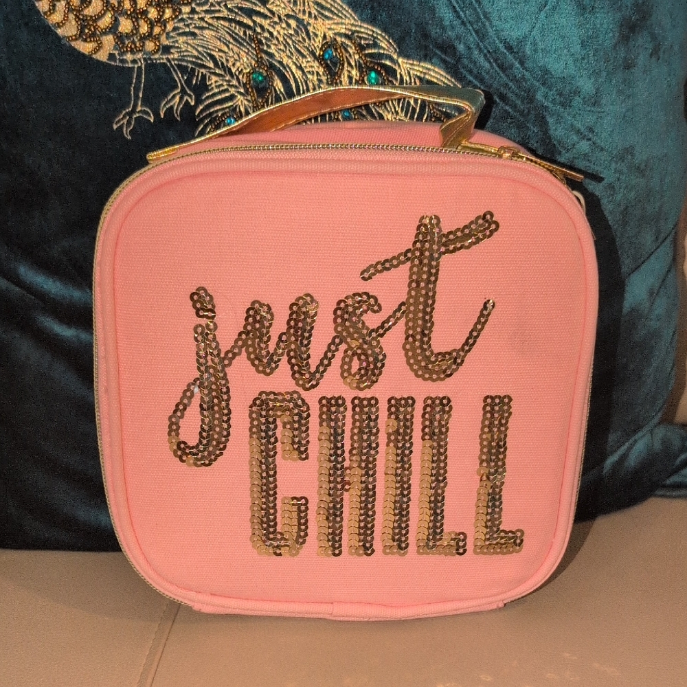 Pink 'Just Chill' Sequin Bag
